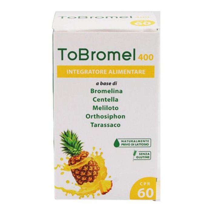 Tobromel 400 Integratore a Base di Bromelina 400 Milligrammi 60 Compresse per Edemi Traumi e Infiammazione Tobromel 400 Integratore a Base di Bromelina 400 Milligrammi 60 Compresse per Edemi Traumi e Infiammazione
