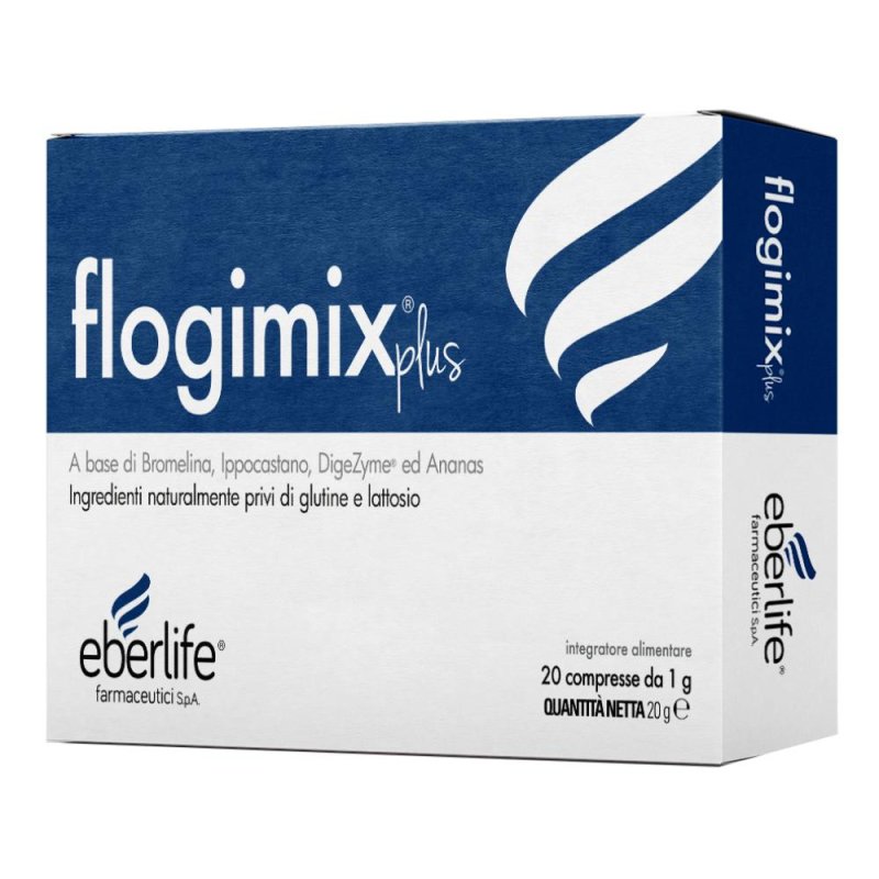 Flogimix Plus - Integratore Alimentare con Bromelina, Ippocastano, DigeZyme e Ananas 20 compresse