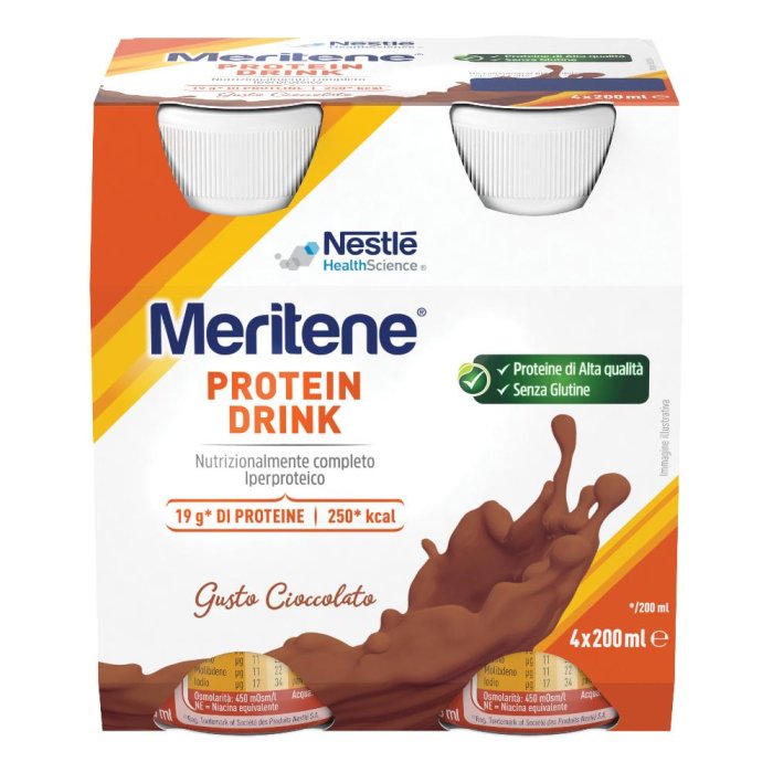 Meritene Drink Cioccolato Stanchezza Fisica e Mentale 4 Flaconi da 200ml Meritene Drink Cioccolato Stanchezza Fisica e Mentale 4 Flaconi da 200ml