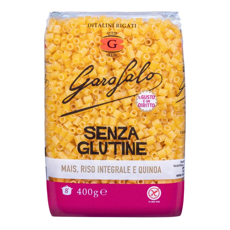 Garofalo ditalini rigati 400 g - pasta di semola di grano duro per minestre Senza glutine Garofalo ditalini rigati 400 g - pasta di semola di grano duro per minestre Senza glutine