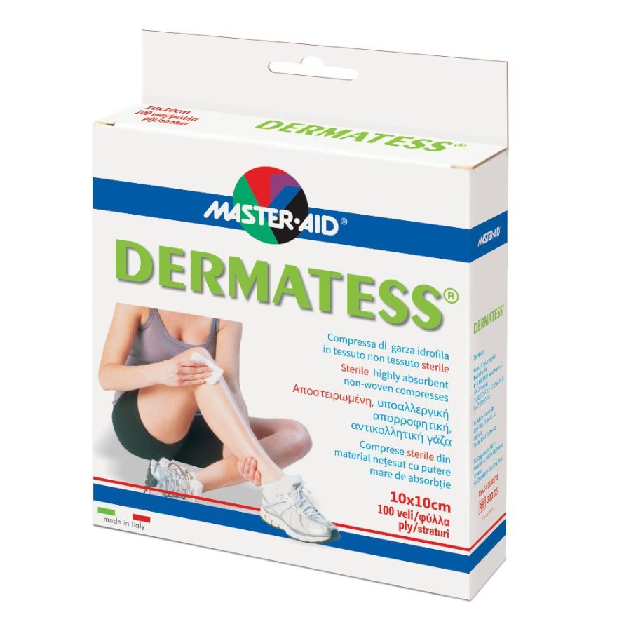 Master-Aid Dermatess - Compresse di Garza Sterile 10x10cm 100 veli Master-Aid Dermatess - Compresse di Garza Sterile 10x10cm 100 veli