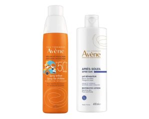 Avene Eau thermale solare spray bambino spf50+ 200 ml + ristrutturante doposole 50 ml