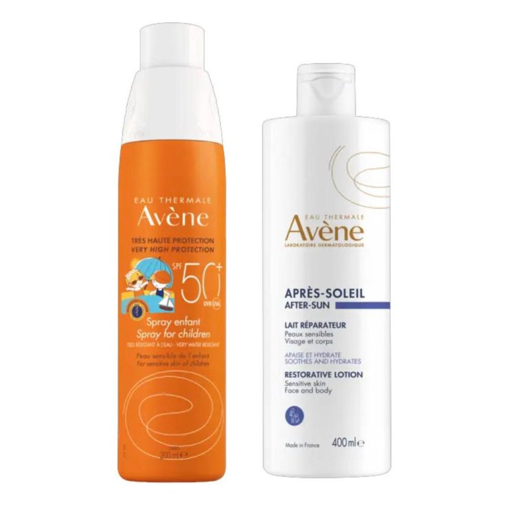 Avene Eau thermale solare spray bambino spf50+ 200 ml + ristrutturante doposole 50 ml Avene Eau thermale solare spray bambino spf50+ 200 ml + ristrutturante doposole 50 ml