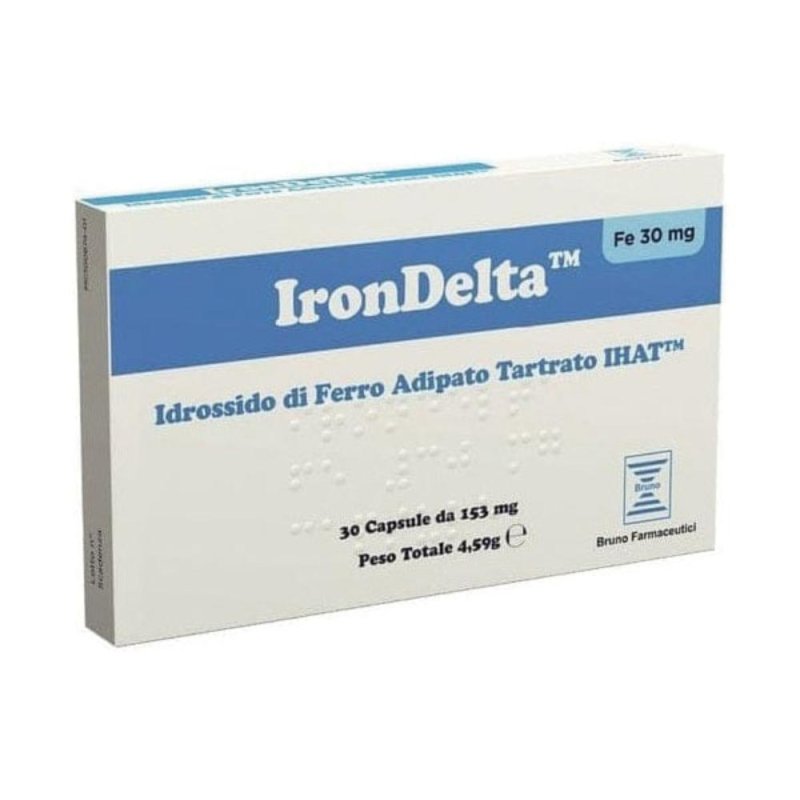 Irondelta Integratore di Ferro 30 Capsule | Ferro ad Alta Biodisponibilità per Stanchezza e Carenza di Ferro Irondelta Integratore di Ferro 30 Capsule | Ferro ad Alta Biodisponibilità per Stanchezza e Carenza di Ferro