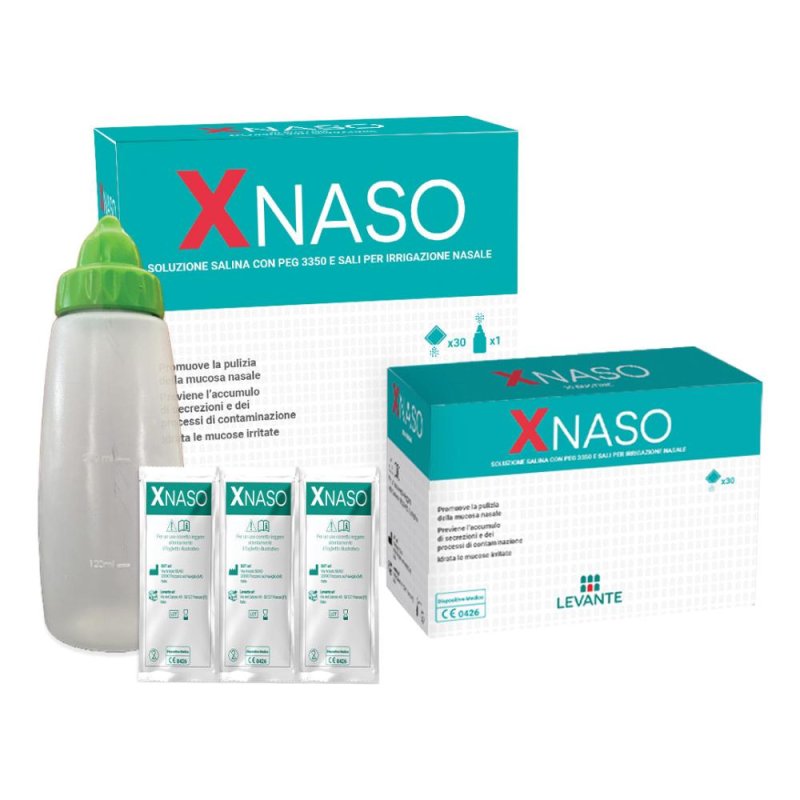 XNaso Soluzione salina con peg 3350 e sali per irrigazione nasale 30 bustine + 1 erogatore
