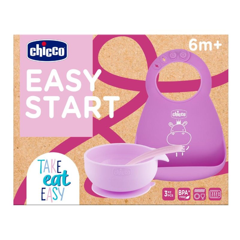 Chicco Set Pappa in Silicone Rosa 6 Mesi in su – Piattino, Bicchiere e Posate per Svezzamento Chicco Set Pappa in Silicone Rosa 6 Mesi in su – Piattino, Bicchiere e Posate per Svezzamento