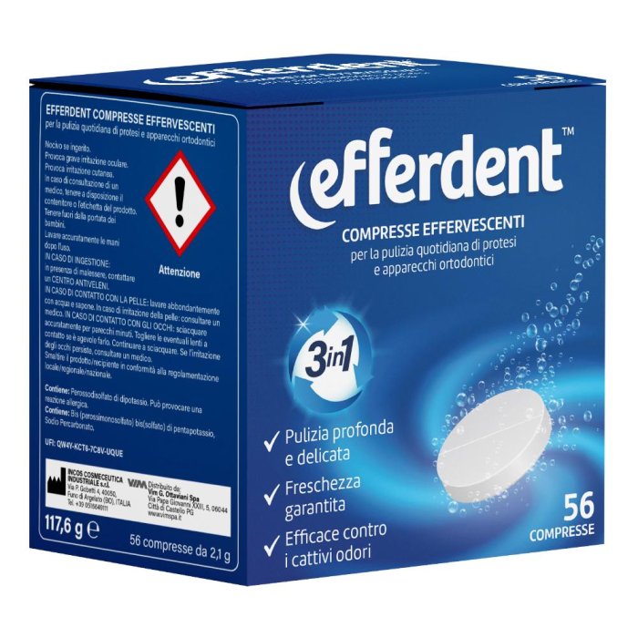 Efferdent Compresse Effervescenti 56 Pezzi per Pulizia Protesi Dentali e Apparecchi Ortodontici Efferdent Compresse Effervescenti 56 Pezzi per Pulizia Protesi Dentali e Apparecchi Ortodontici