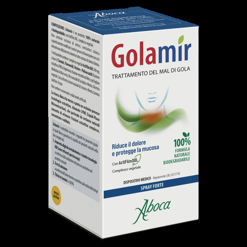 Aboca Golamir 2Act Spray Forte Dispositivo Medico Mal di Gola e Cavo Orale Vie Respiratorie 30 ml Aboca Golamir 2Act Spray Forte Dispositivo Medico Mal di Gola e Cavo Orale Vie Respiratorie 30 ml