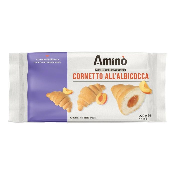 Aminò Cornetto all'Albicocca - Dolci Ipoproteici per Insufficienze Renali e Disturbi Metabolici Aminò Cornetto all'Albicocca - Dolci Ipoproteici per Insufficienze Renali e Disturbi Metabolici