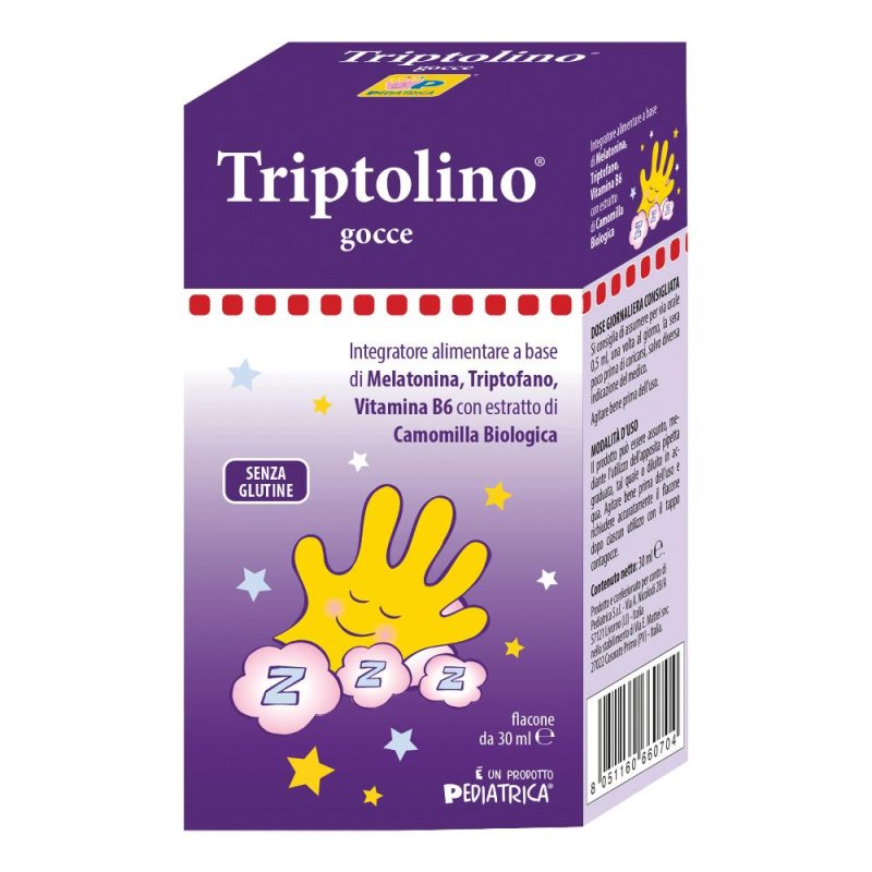 Pediatrica Triptolino Integratore di Melatonina per Bambini in Gocce 30 ml Pediatrica Triptolino Integratore di Melatonina per Bambini in Gocce 30 ml