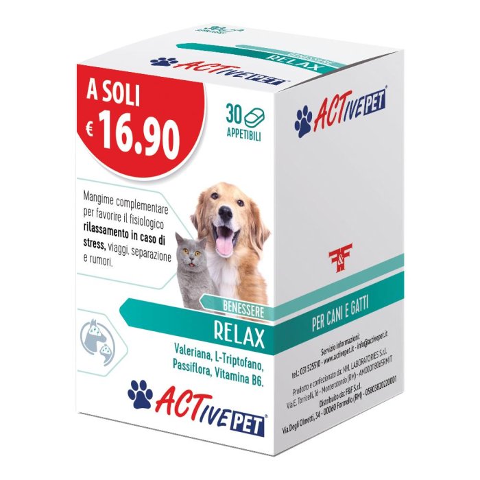 ACTivePET Benessere Relax Mangime Complementare per Cani e Gatti 30 compresse appetibili