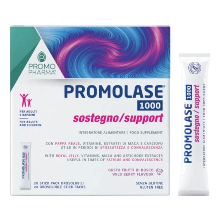 Promolase 1000 Sostegno 20 stick - integratore tonico di sostegno per stanchezza fisica e mentale Promolase 1000 Sostegno 20 stick - integratore tonico di sostegno per stanchezza fisica e mentale