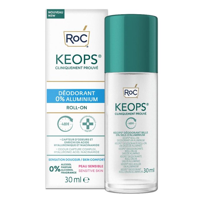 RoC KEOPS - Deodorante Roll On 48H 0% Sali di Alluminio Pelli Sensibili, 30ml RoC KEOPS - Deodorante Roll On 48H 0% Sali di Alluminio Pelli Sensibili, 30ml