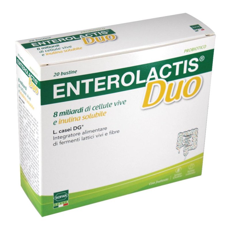 Enterolactis Duo integratore di fermenti lattici e fibre per il benessere intestinale 20 bustine Enterolactis Duo integratore di fermenti lattici e fibre per il benessere intestinale 20 bustine
