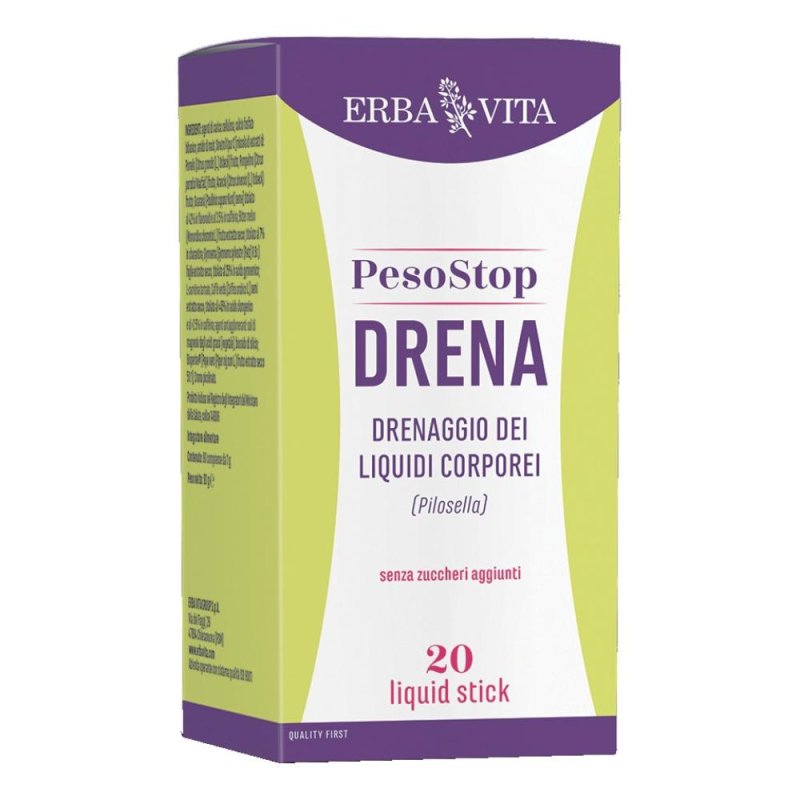 Erba Vita Peso Stop - Drena Integratore Drenaggio dei Liquidi 20 stick