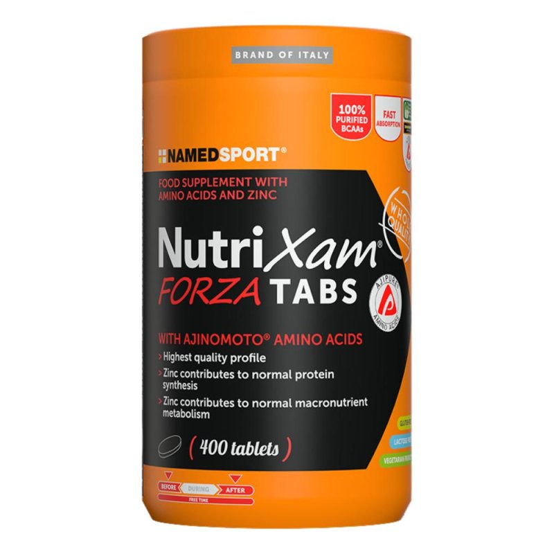 Nutrixam Forza Tabs 400 compresse - integratore aminoacidico per massa muscolare e forza Nutrixam Forza Tabs 400 compresse - integratore aminoacidico per massa muscolare e forza