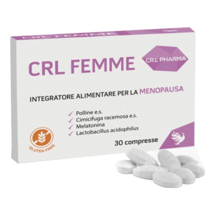 CRL Femme Integratore Donna Menopausa 30 Compresse per Benessere Ormonale e Sollievo dai Sintomi Climaterio CRL Femme Integratore Donna Menopausa 30 Compresse per Benessere Ormonale e Sollievo dai Sintomi Climaterio