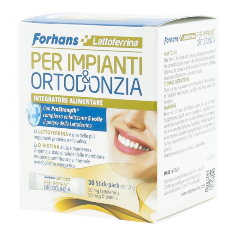 Forhans Lattoferrina - Impianti e Ortodonzia Integratore Alimentare 30 stick Forhans Lattoferrina - Impianti e Ortodonzia Integratore Alimentare 30 stick