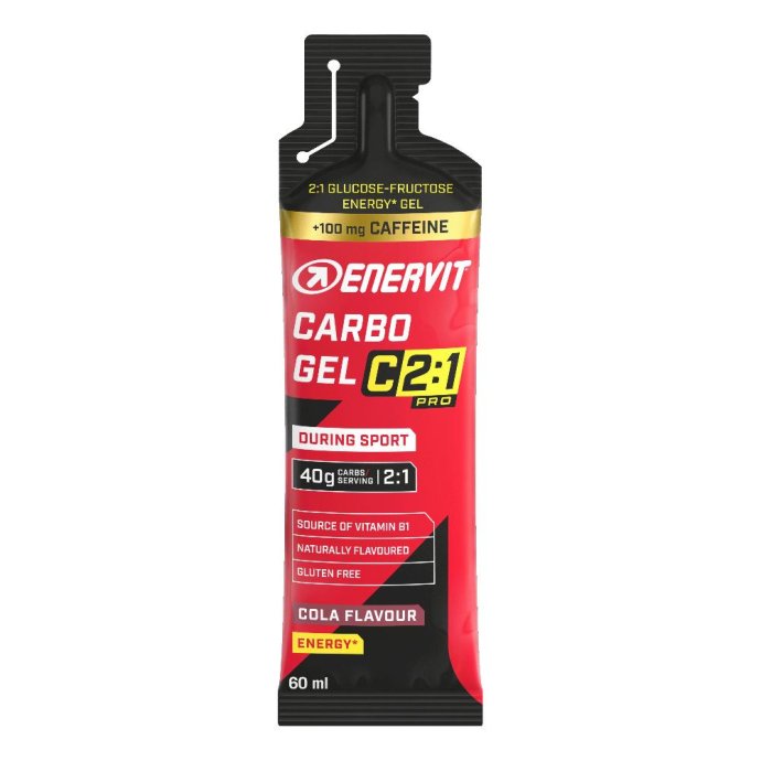 Enervit Carbo Gel C2:1 gel energetico 60 ml gusto cola con maltodestrine e caffeina Enervit Carbo Gel C2:1 gel energetico 60 ml gusto cola con maltodestrine e caffeina