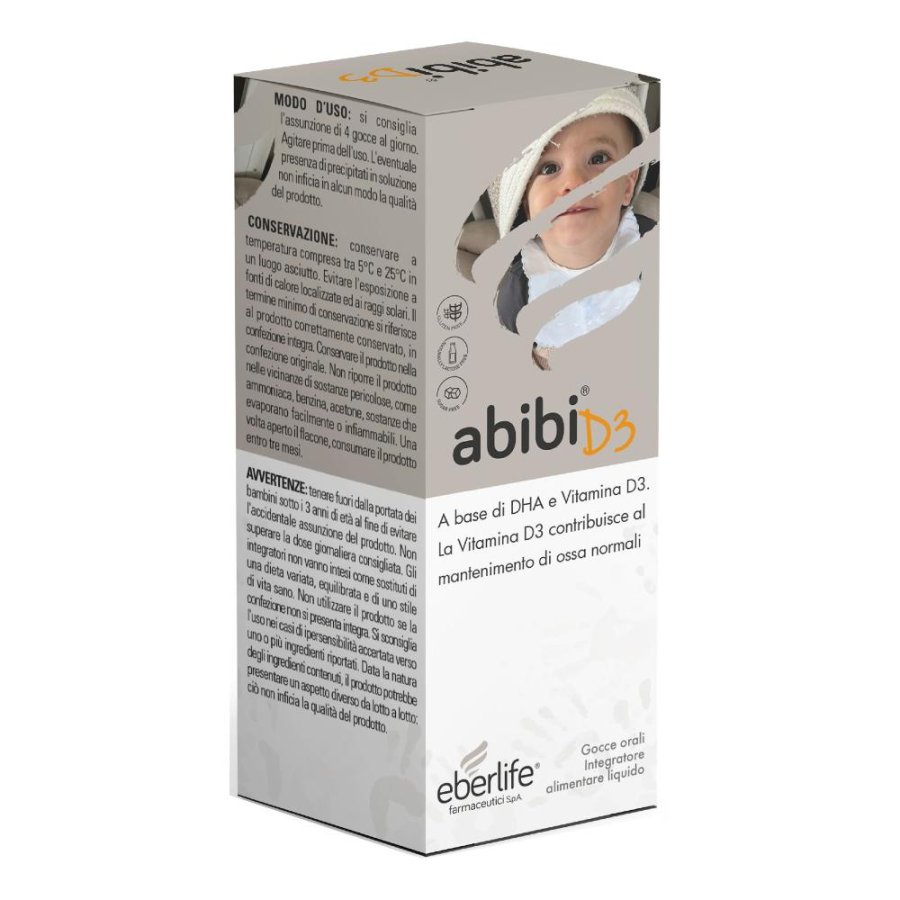 Abibi Vitamina D3 in Gocce 15 ml Integratore Alimentare per Sistema Immunitario e Salute di Ossa e Denti Abibi Vitamina D3 in Gocce 15 ml Integratore Alimentare per Sistema Immunitario e Salute di Ossa e Denti