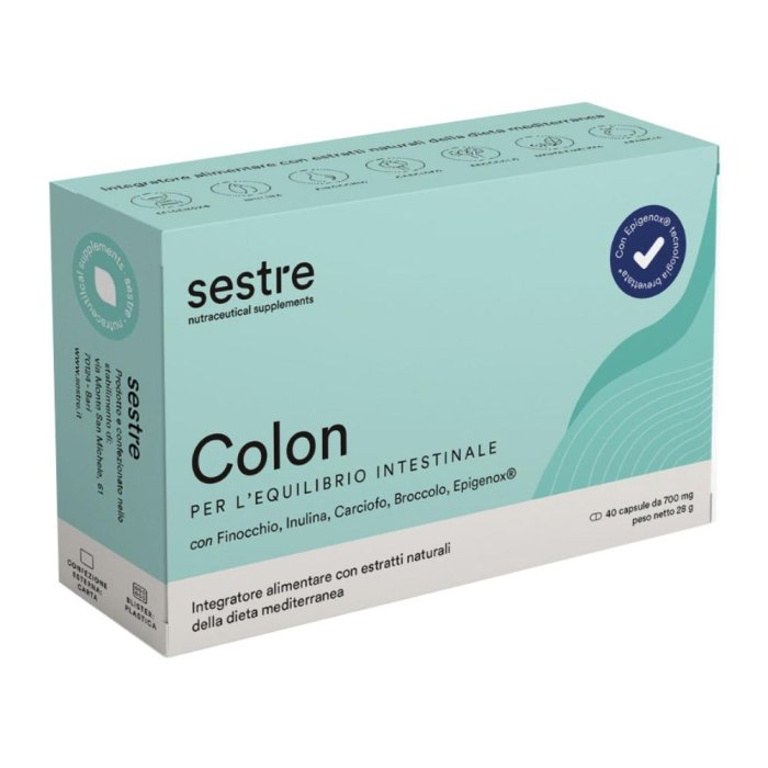 Colon Integratore Alimentare 40 Capsule per Benessere Intestinale e Regolarit&agrave; del Colon