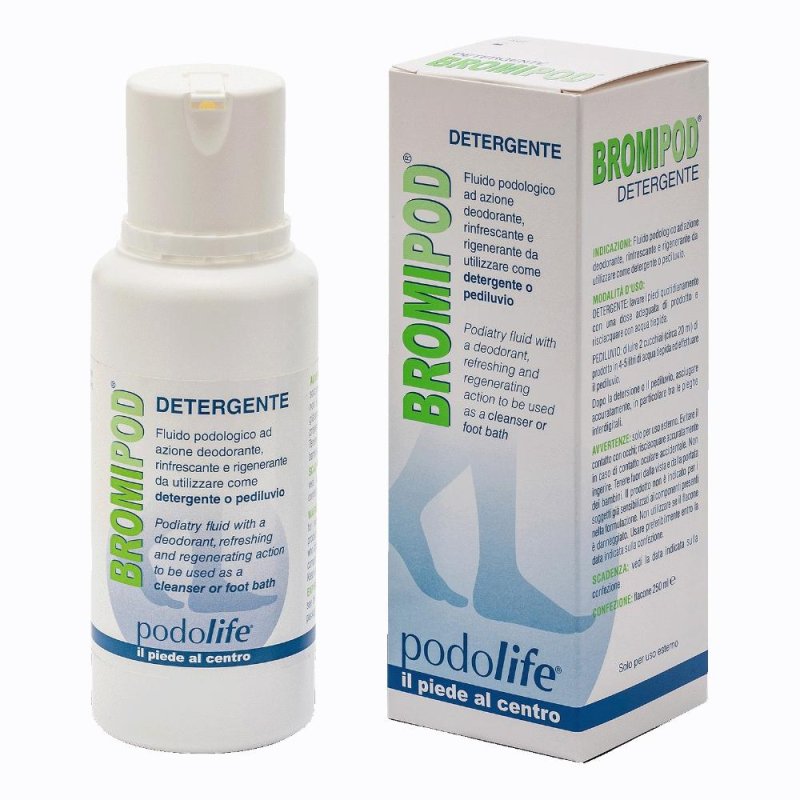 Bromipod Detergente - Fluido Podologico Deodorante, Rinfrescante e Rigenerante 250 gr Bromipod Detergente - Fluido Podologico Deodorante, Rinfrescante e Rigenerante 250 gr