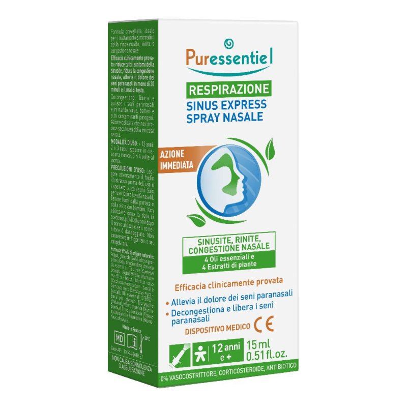 Puressentiel Respirazione - Sinus Express Spray Nasale 15ml Puressentiel Respirazione - Sinus Express Spray Nasale 15ml