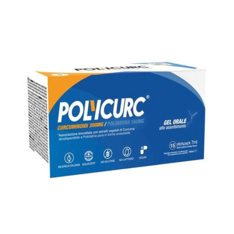 Polycurc 15 stick pack - integratore a base di curcuma in stick orosolubili