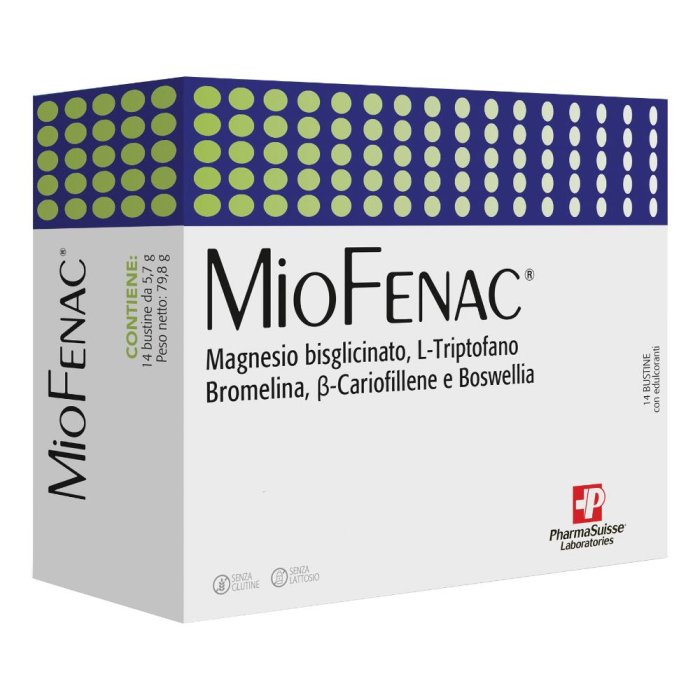 Miofenac integratore alimentare per la funzione muscolare e il benessere generale 14 bustine Miofenac integratore alimentare per la funzione muscolare e il benessere generale 14 bustine