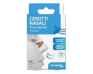 Eurospital Cerotti Nasali Standard Misura 5,6 x 1,8 cm Adulti e Bambini 10 Pezzi