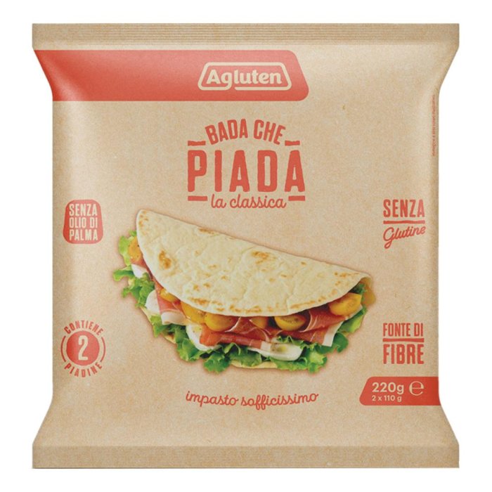 Agluten Bada Piada classica 220 g - piadina senza glutine pronta da farcire Agluten Bada Piada classica 220 g - piadina senza glutine pronta da farcire