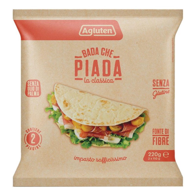 Agluten Bada Piada classica 220 g - piadina senza glutine pronta da farcire Agluten Bada Piada classica 220 g - piadina senza glutine pronta da farcire