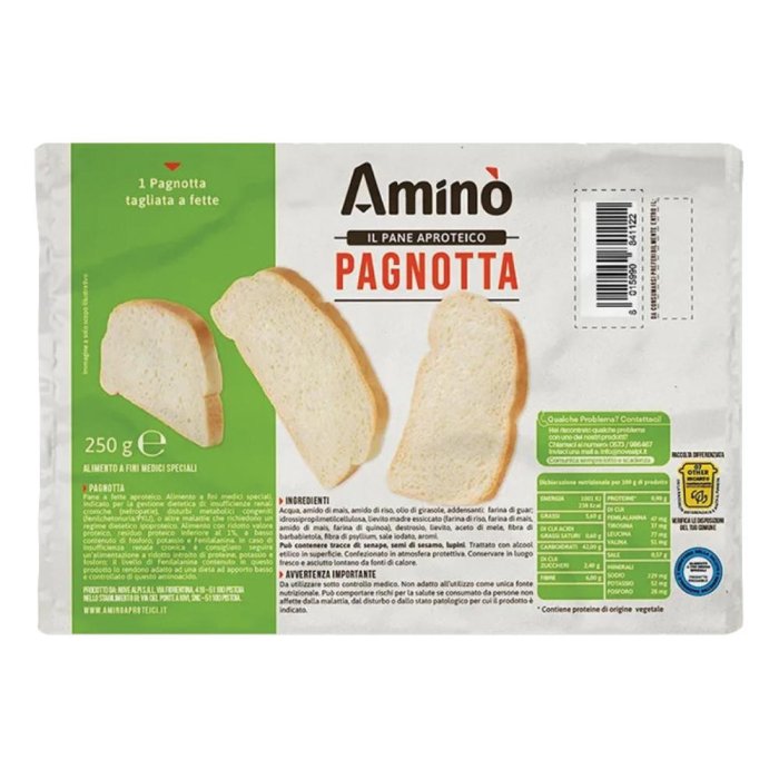 Aminò pagnotta aproteica a fette per diete ipoproteiche 250 grammi Aminò pagnotta aproteica a fette per diete ipoproteiche 250 grammi