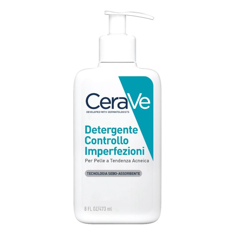 Cerave Detergente viso con acido salicilico 473 ml &ndash; Gel purificante per pelli a tendenza acneica