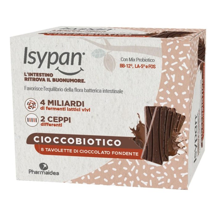 Isypan Cioccobiotico fondente 8 pezzi - snack probiotico al cioccolato fondente Isypan Cioccobiotico fondente 8 pezzi - snack probiotico al cioccolato fondente
