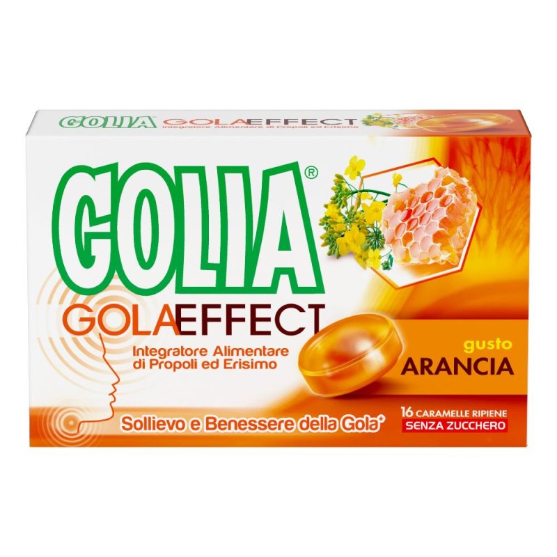 Golia Gola Effect Integratore Alimentare per la gola Arancia 16 caramelle Golia Gola Effect Integratore Alimentare per la gola Arancia 16 caramelle