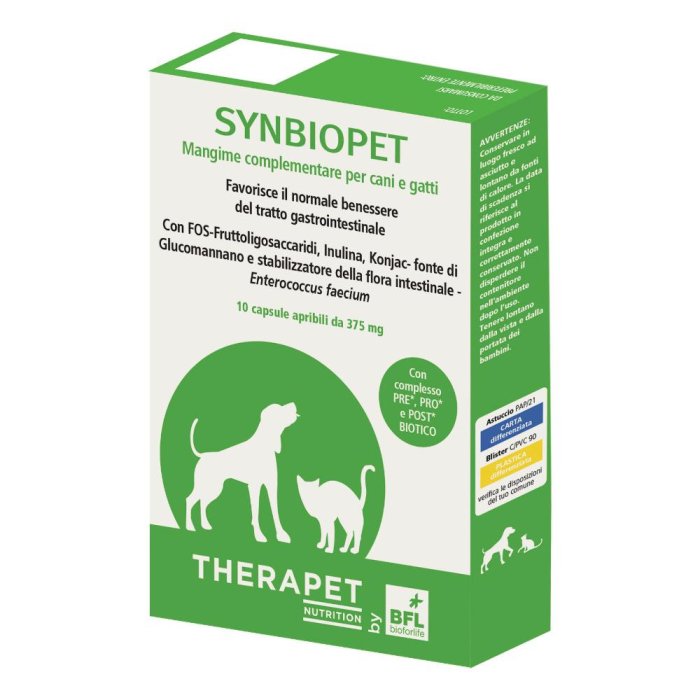 Synbiopet Therapet 10 Capsule Integratore Probiotico per Cani e Gatti per Benessere Intestinale e Supporto del Sistema Immunitario Synbiopet Therapet 10 Capsule Integratore Probiotico per Cani e Gatti per Benessere Intestinale e Supporto del Sistema Immunitario