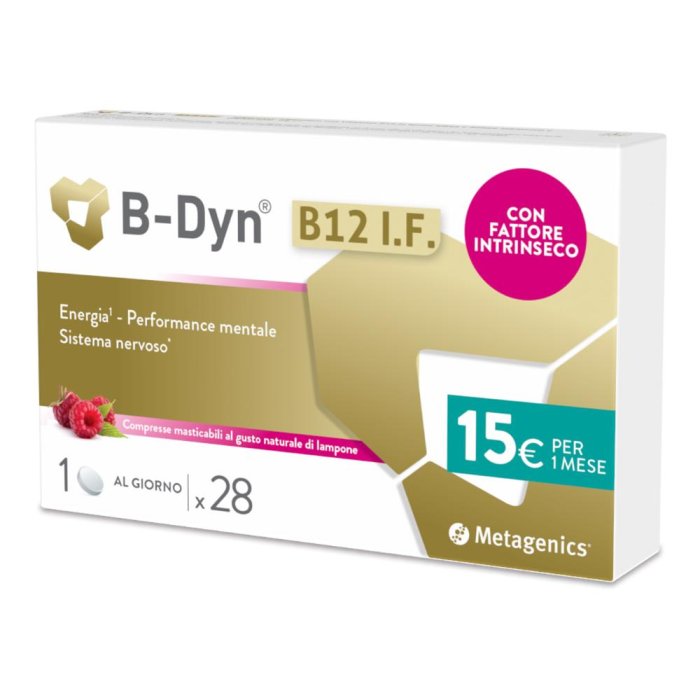 B Dyn B12 integratore vitamina B12 con fattore intrinseco 28 compresse masticabili B Dyn B12 integratore vitamina B12 con fattore intrinseco 28 compresse masticabili