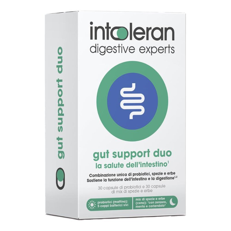 Intoleran Duo Gut Integratore per Intestino 60 Capsule | Supporto per Benessere Digestivo e Intolleranze Alimentari Intoleran Duo Gut Integratore per Intestino 60 Capsule | Supporto per Benessere Digestivo e Intolleranze Alimentari