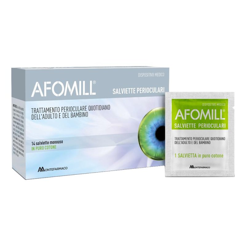 Afomill salviette oftalmiche 14 pezzi - salviette sterili per igiene oculare Afomill salviette oftalmiche 14 pezzi - salviette sterili per igiene oculare