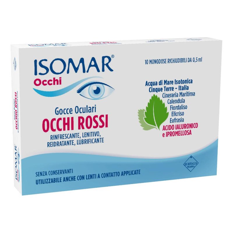 Isomar Gocce Oculari Occhi Rossi Rinfrescante Reidratante Lubrificante, 10 Flaconcini Isomar Gocce Oculari Occhi Rossi Rinfrescante Reidratante Lubrificante, 10 Flaconcini