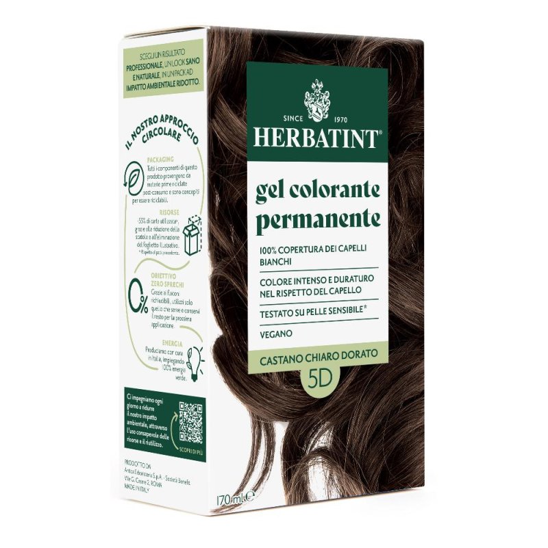 Herbatint 5D Castano Chiaro Dorato Tinta per Capelli Naturale Colorazione Permanente Delicata Herbatint 5D Castano Chiaro Dorato Tinta per Capelli Naturale Colorazione Permanente Delicata