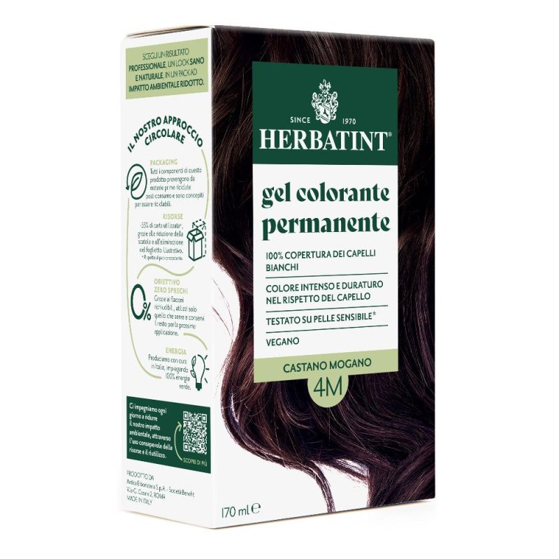 Herbatint Gel Colorante Permanente 4M Castano Mogano 170 ml Tinta per Capelli Naturale