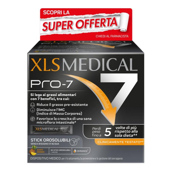 Xls Medical Pro-7 - Integratore per il controllo del peso e il benessere gastrointestinale 90 stick Xls Medical Pro-7 - Integratore per il controllo del peso e il benessere gastrointestinale 90 stick