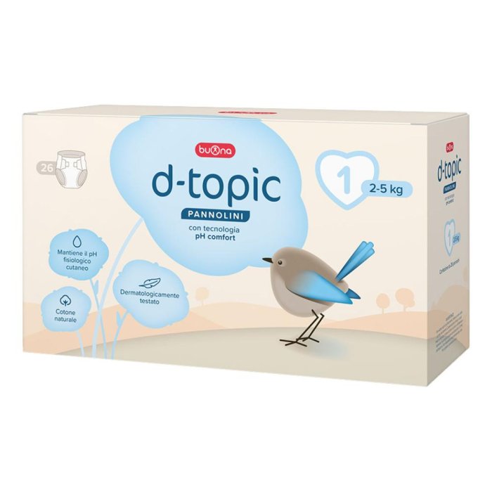 Buona D-Topic - Pannolino Taglia 1 2-5 Kg 26 pannolini Buona D-Topic - Pannolino Taglia 1 2-5 Kg 26 pannolini