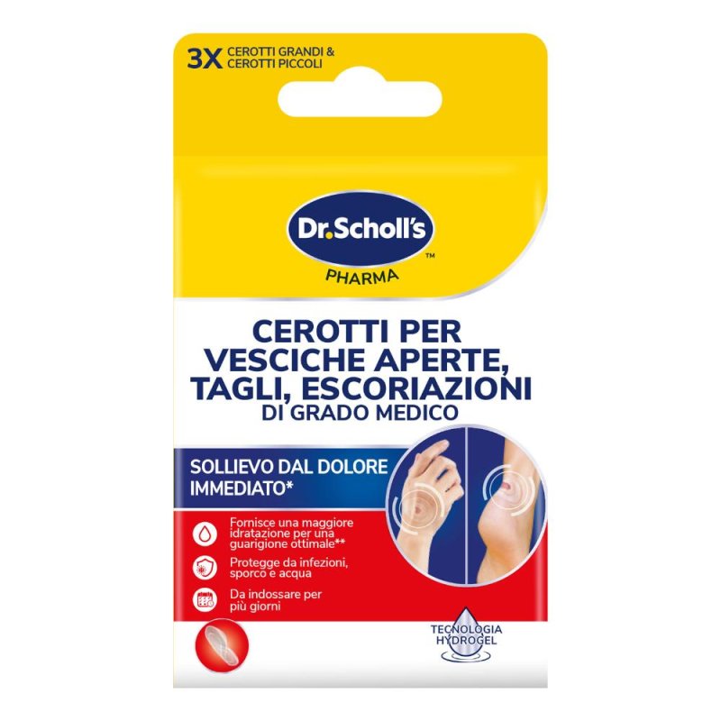 Dr. Scholl&rsquo;s cerotti Hydrogel per vesciche aperte, tagli ed escoriazioni 6 cerotti