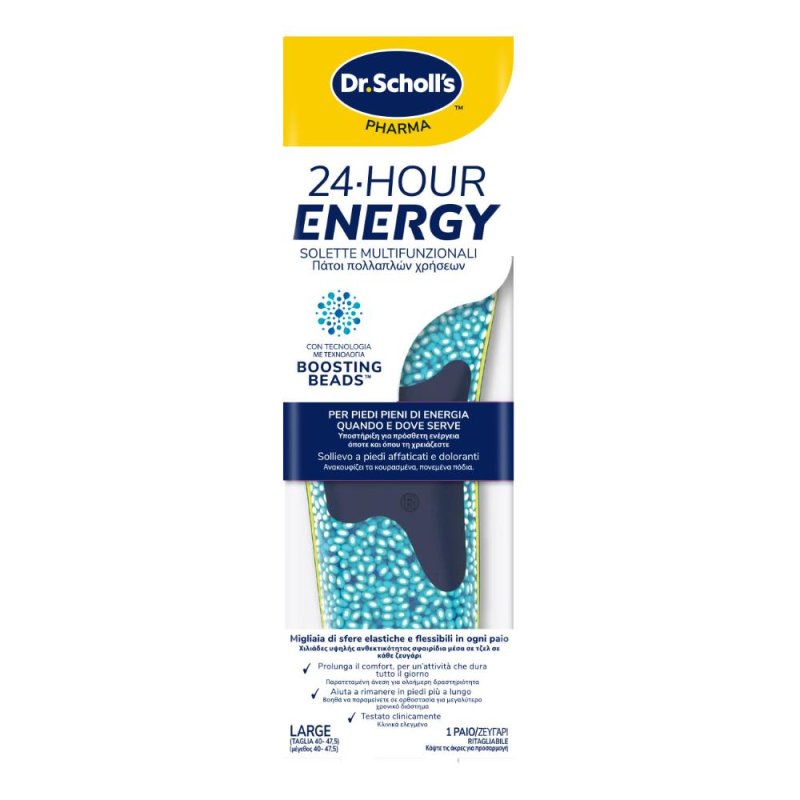 Scholl 24h Energy Solette Comfort 1 Paio &ndash; Plantari Ammortizzanti per Scarpe da Lavoro e Tempo Libero