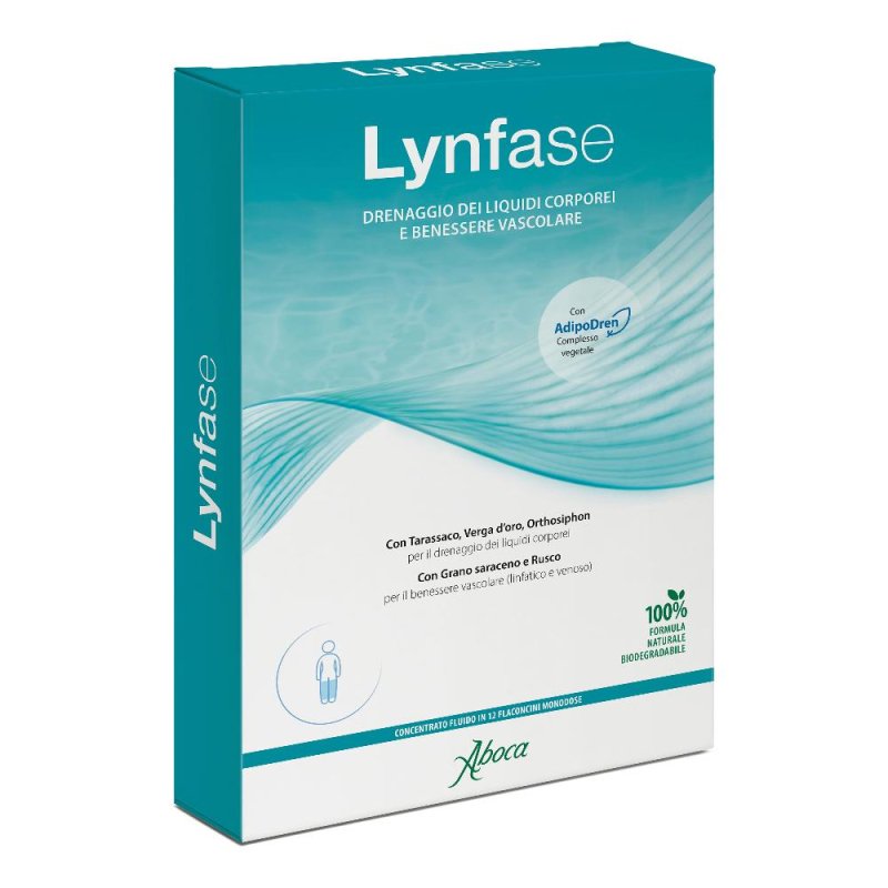 Lynfase 12 flaconcini: integratore naturale per benessere vascolare e drenaggio dei liquidi