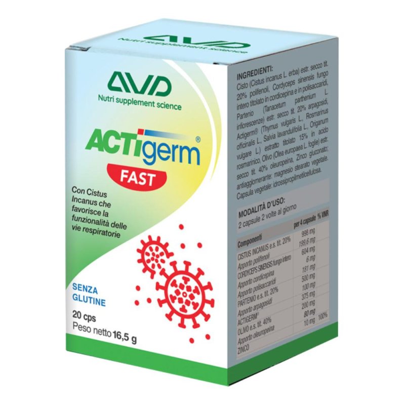 Actigerm Fast Integratore Alimentare 20 Capsule per Equilibrio della Flora Intestinale e Benessere Gastrointestinale Actigerm Fast Integratore Alimentare 20 Capsule per Equilibrio della Flora Intestinale e Benessere Gastrointestinale
