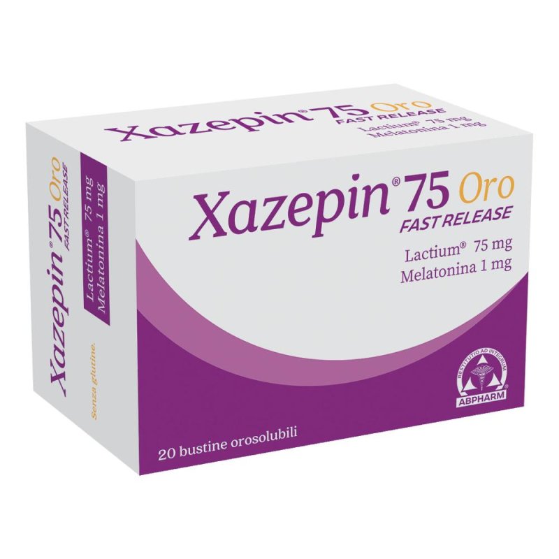 Xazepin 75 Oro Fast Rel 20 bustine - integratore in bustine orosolubili Xazepin 75 Oro Fast Rel 20 bustine - integratore in bustine orosolubili